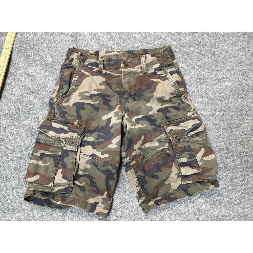 American Eagle Outfitters Cargo Shorts Mens 28 Camo 10" Inseam Stretch Casual